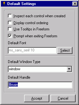 Freeform's Options dialog.